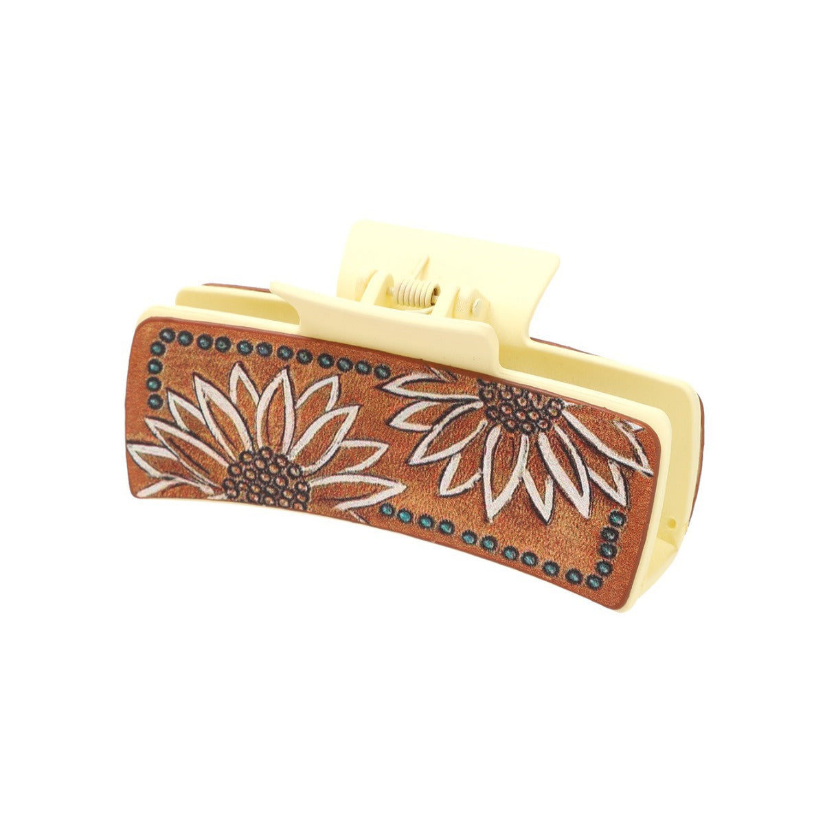 Wholesale Western Style Sunflower Leather Hair Clips
